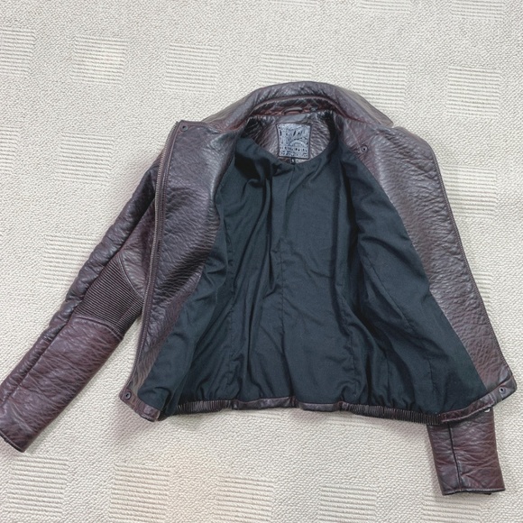 NWOT Affliction Wings Earned Moto Leather Burgundy Jacket S - Picture 5 of 8